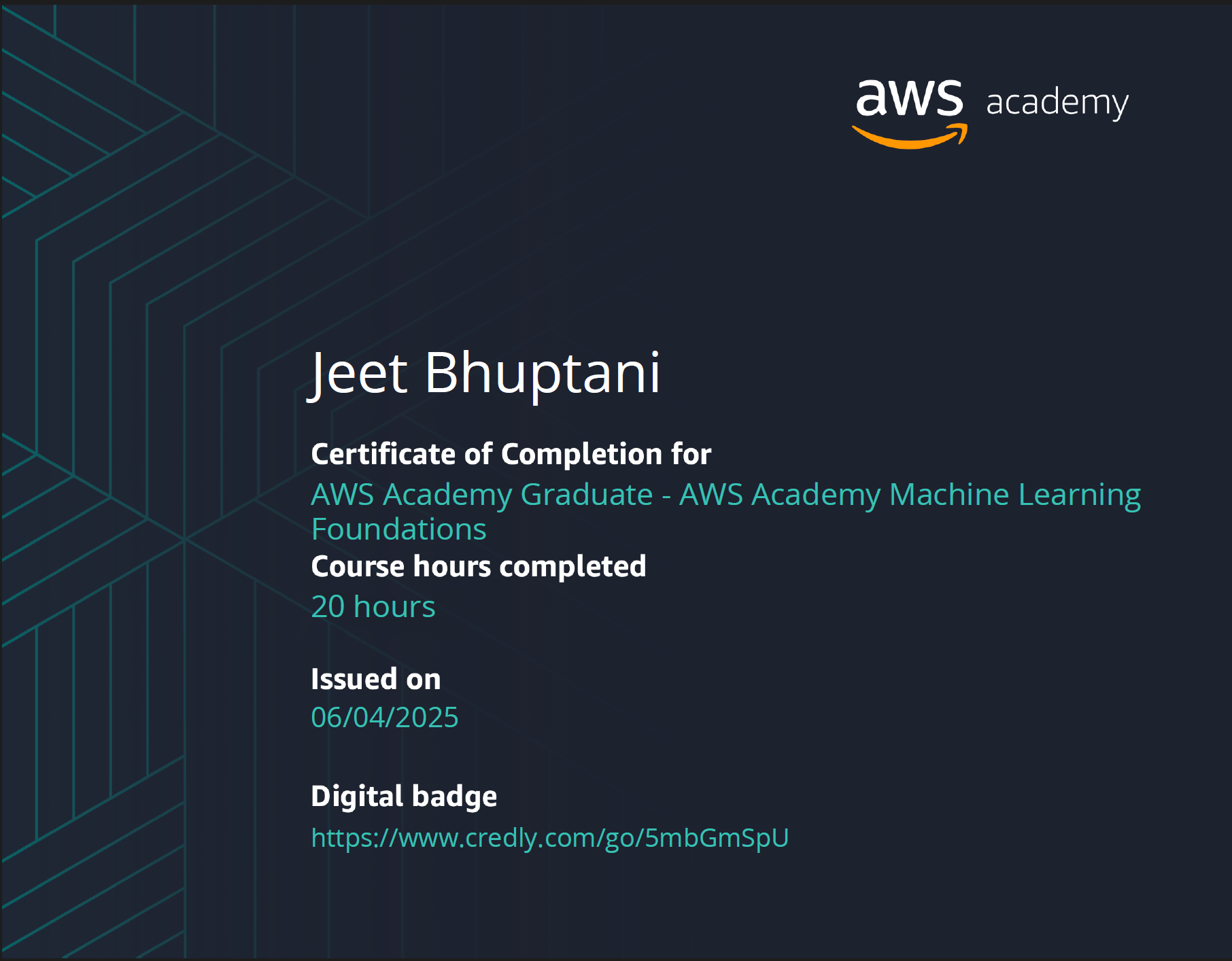 AWS Academy Graduate - AWS Academy Machine Learning Foundations